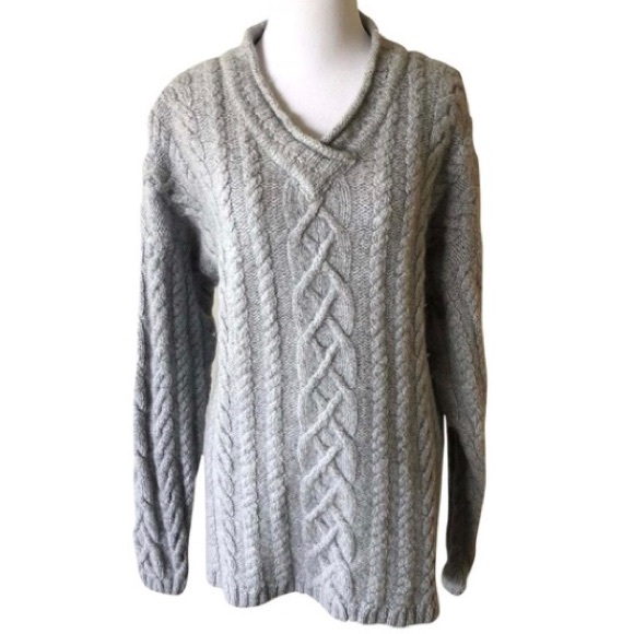 Sweaters - Gray Oversized Fisherman Sweater